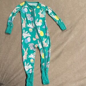 Little Sleepies Teal Bunny and Egg Footie